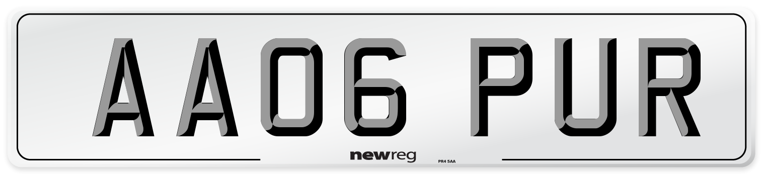 AA06 PUR Number Plate from New Reg
